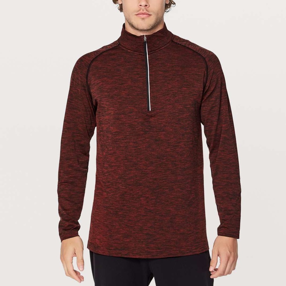 Lululemon Men’s Metal Vent Tech 1/2 Zip Pullover Oxblood / Black